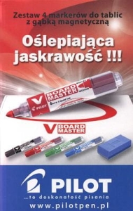 Komplet PILOT 4 pisaki suchościeralne + gąbka