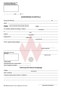 NFZ-4 Skierowanie do szpitala,