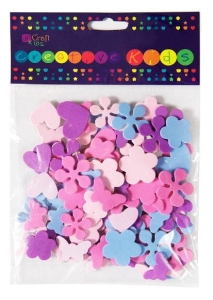 Ozdoba - Naklejki z pianki serca, kwiatki, motyle