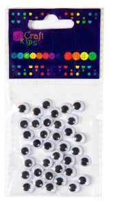 Ozdoba - Ruchome oczy KSOC-004, 8 mm, 36 sztuk