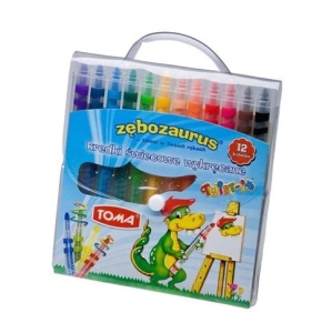 Kredki woskowe TOMA Zębozaurus wykręcane w etui