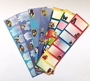 Naklejka na zeszyt 7 sztuk na 1 arkuszu, kolorowe