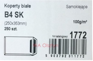 Koperta biała B-4 SK samoprzylepna 250x353 mm