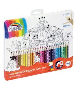 Kredki ołówkowe FIORELLO w met. etui 24 kolory