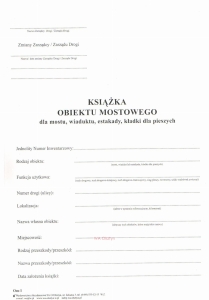 OM-1 Książka obiektu mostowego dla mostu, wiaduktu
