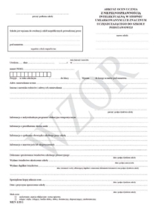 I/35/1 Arkusz ocen dla uczniów z niepełnosprawnośc