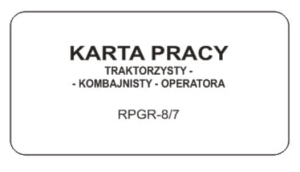 RPGR 8/7 Miesięczna karta traktorzysty