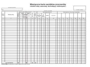 RPGR 8/4 Miesięczna karta zarobków z zaliczeniem