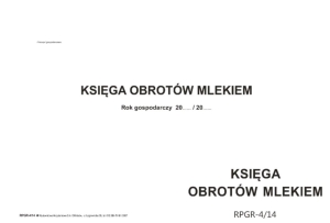 RPGR 4/14 Księga obrotu mleka-rok gospodarczy