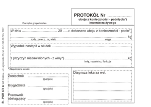 RPGR 4/3 Protokół uboju z konieczności