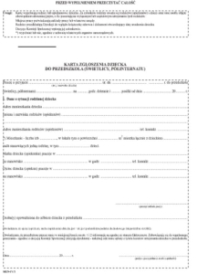 IV/1 Karta zgłoszenia dziecka do przedszkola,