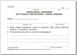 Hsz-18 Orzeczenie lekarskie dotyczące kształcenia