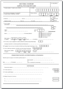 Szp-70 Historia choroby psychiatrycznej + wkładka,