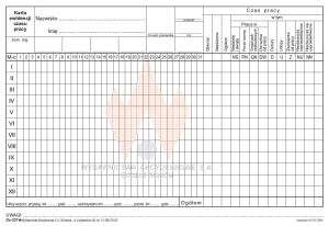 Os-227 Roczna karta ewidencji czasu pracy, mała