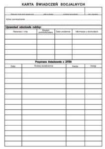 Os-212 Karta świadczeń socjalnych, karton,