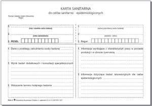 Ksn-4 Karta sanitarna do celów sanitarno-