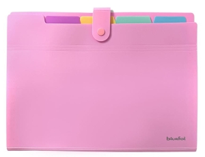 Teczka z przegrodami BIURFOL A-4 5 przeg. różowa