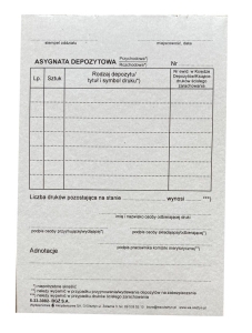 5-33-3002/s Asygnata depozytowa przychodo-rozchodo