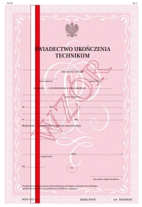 I/22-w/2 NUM Świadectwo Ukończenia Technikum z