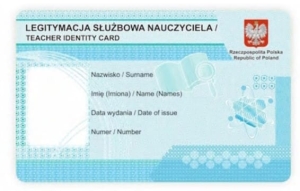 Blankiet do legitymacji służbowej nauczyciela