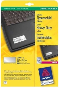 Naklejka AVERY 45,7x21,2mm (48) srebrna L6009
