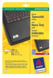Naklejka AVERY 25,4x10 mm (189) srebrna L6008