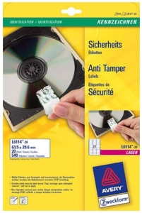 Naklejka AVERY 63,5x29,6 mm (27) plomby L6114