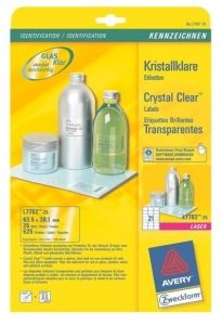Naklejka AVERY 63,5x38mm (21) Crystal Clear L7782