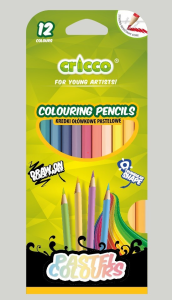 Kredki ołówkowe CRICCO trójkątne Pastelowe 12 kol.