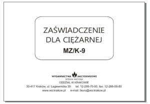 K-9 Zaświadczenie dla ciężarnej, papier offsetowy,