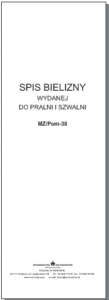 Pom-38 Spis bielizny wydanej do pralni i szwalni,