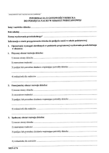 MEIN-I/82 Informacja o gotowości dziecka do