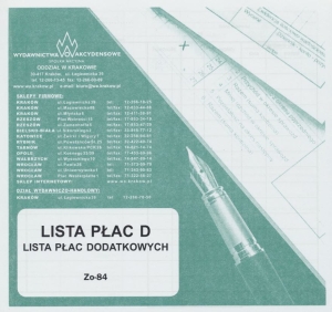 Zo-84 Lista płac dodatkowych D,
