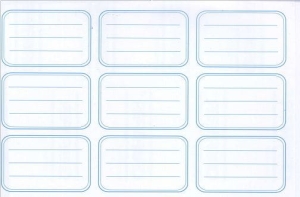 Naklejka na zeszyt biała 8 sztuk na arkuszu.