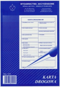 SM-103 Karta drogowa ogólna nienumerowana,