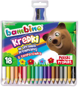 Kredki w drewnie BAMBINO 18 kolorów.