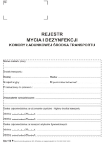 Sm-116 Rejestr mycia i dezynfekcji komory