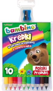 Kredki w drewnie BAMBINO 10 kolorów.
