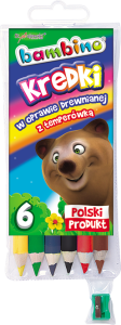 Kredki w drewnie BAMBINO 6 kolorów.