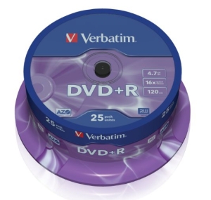 Płyta DVD+R VERBATIM 4,7GB x16 Cake 25 sztuk.