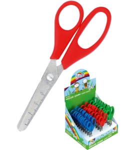 Nożyczki szkolne 13,5 cm z linijką.