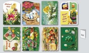 Kartka świąteczna Wielkanocna składana z brokatem