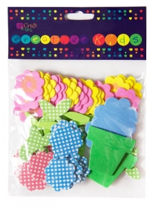 Ozdoba - Naklejki z pianki kwiatki KSPI-023 60 szt