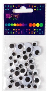 Ozdoba - Ruchome oczy owalne KSOC-006 mix 36 sztuk