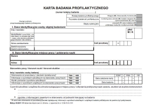 Lp-10/2026 Karta badania profilaktycznego,