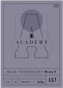 Blok techniczny A-4 10 kartek biały ACADEMY 240 g