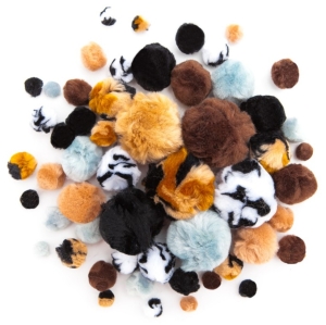 Ozdoba - Pompony akrylowe animal prints KSPO-011