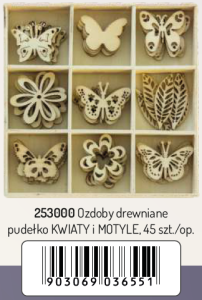 Ozdoba - Drewniane ozdoby Kwiaty i Motyle 253000