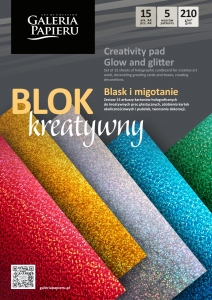 Karton kreatywny A-4 15 ark. 210g blask i migotan.